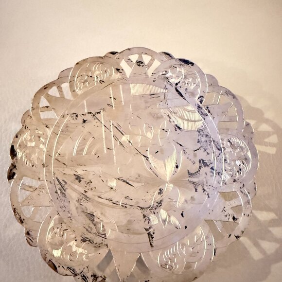 VINTAGE SILVERPLATE FOOTED NUT / CANDY DISHES SET OF 3 PIERCED FLORAL DESIGN - Picture 4 of 6